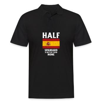 Halbspanier ist besser als keiner Nationalflagge S - Männer Poloshirt - Schwarz - Vorne - Kai (181cm)