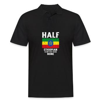 Halb Äthiopier ist besser als keiner Nationalflagg - Männer Poloshirt - Schwarz - Vorne - Kai (181cm)