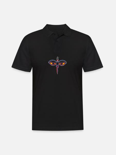 Wisdom Eyes Of Buddha - Bodhnath Temple Eyes OM 2 - Men's Polo Shirt - black