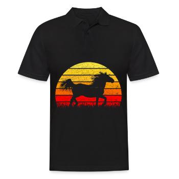 Silhouette d'un cheval Noriker au lever du soleil - Polo Homme - noir - Devant - Kai (181cm)
