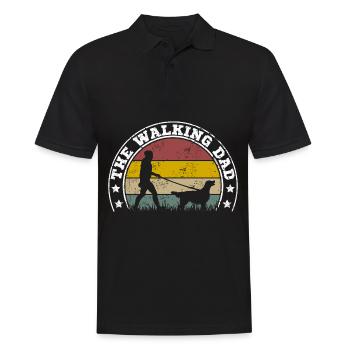 Flat Coated Retriever The Walking Dad Retro - Männer Poloshirt - Schwarz - Vorne - Kai (181cm)