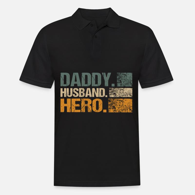Husband Daddy Hero - Männer Poloshirt - Schwarz