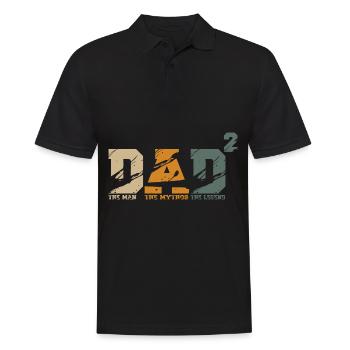 Papa von 2 Kinder Zwillinge Geschenk - Männer Poloshirt - Schwarz - Vorne - Kai (181cm)