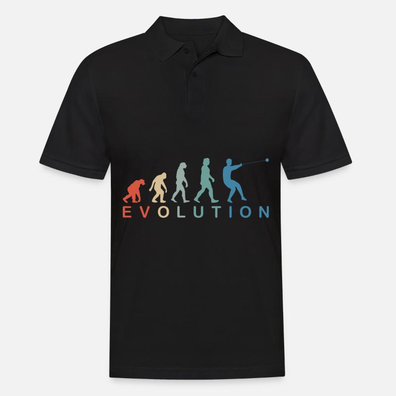 Hammerwerfen Hammerwurf Männer Evolution Retro - Männer Poloshirt - Schwarz