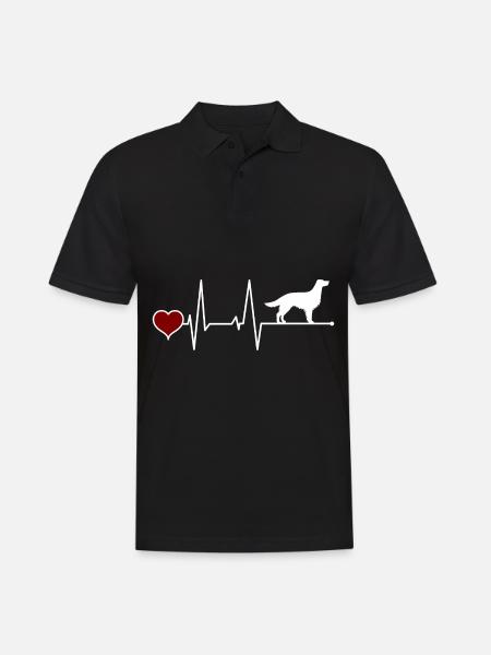 Englischer Setter Herzschlag rotes Herz - Männer Poloshirt - Schwarz
