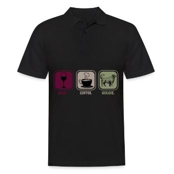 Golden Retriever Goldie Wein Kaffee Spruch Lustig - Männer Poloshirt - Schwarz - Vorne - Kai (181cm)