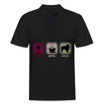 Aussie Australian Shepherd Wein Kaffee - Männer Poloshirt - Schwarz - Vorne - Kai (181cm)