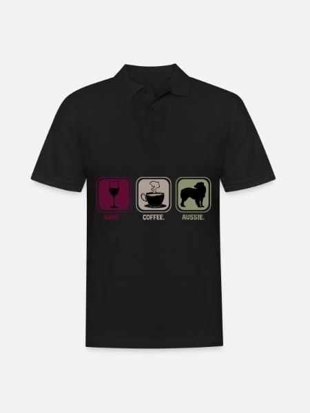 Aussie Australian Shepherd Wine Coffee - Men's Polo Shirt - black