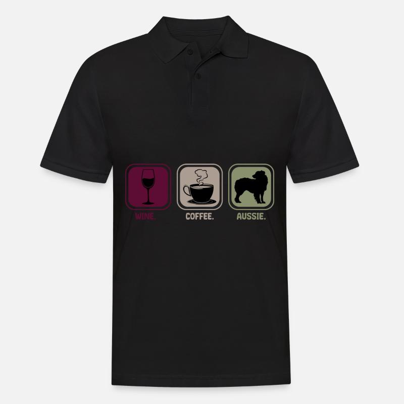 Aussie Australian Shepherd Wine Coffee - Men's Polo Shirt - black