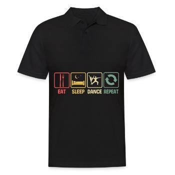 Danse couple Eat Sleep Repea Retro - Polo Homme - noir - Devant - Kai (181cm)