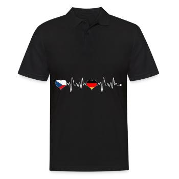 Tschechien Deutschland Flagge Herzschlag - Männer Poloshirt - Schwarz - Vorne - Kai (181cm)