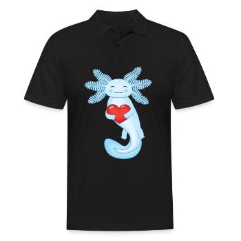 Axolotl zum Valentinstag - Männer Poloshirt - Schwarz - Vorne - Kai (181cm)