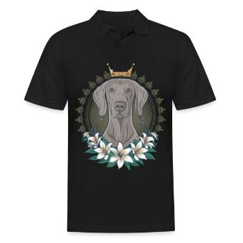 Weimaraner Hund mit Krone und schönen Lillien - Männer Poloshirt - Schwarz - Vorne - Kai (181cm)