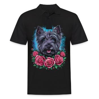 Mignon Cairn Terrier avec des roses colorées - Polo Homme - noir - Devant - Kai (181cm)