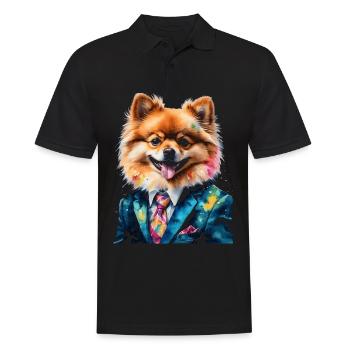 Costume de Poméranie de Poméranie Chien Imprimé coloré - Polo Homme - noir - Devant - Kai (181cm)