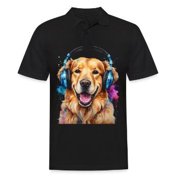 Casque Golden Retriever Chien Animal Design Imprimer - Polo Homme - noir - Devant - Kai (181cm)