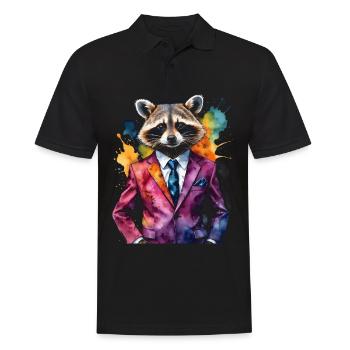 Costume de raton laveur Imprimé de conception animale colorée - Polo Homme - noir - Devant - Kai (181cm)