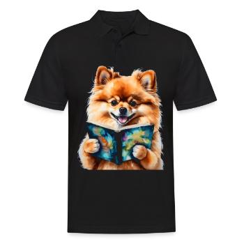 Poméranie Poméranie Livre de lecture Dog Print - Polo Homme - noir - Devant - Kai (181cm)