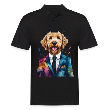 Costume Goldendoodle Chien Animal Design Imprimer - Polo Homme - noir - Devant - Kai (181cm)