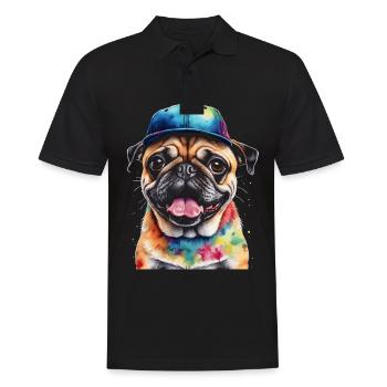 Carlin Snapback Cap Chien Coloré Drôle Design Imprimer - Polo Homme - noir - Devant - Kai (181cm)
