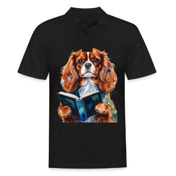 Cavalier King Charles Spaniel Lecture Livre Chien - Polo Homme - noir - Devant - Kai (181cm)