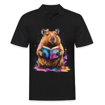 Livre de lecture Capybara Capy Imprimé de conception animale colorée - Polo Homme - noir - Devant - Kai (181cm)