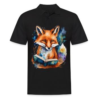 Livre de lecture renard imprimé de conception animale colorée - Polo Homme - noir - Devant - Kai (181cm)