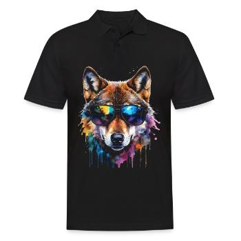 Lunettes de soleil loup imprimé animal coloré - Polo Homme - noir - Devant - Kai (181cm)