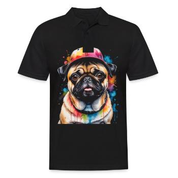 Carlin Snapback Cap Chien Coloré Drôle Design Imprimer - Polo Homme - noir - Devant - Kai (181cm)