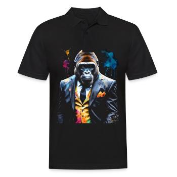 Gorilla Anzug Affe Bunt Tier Design Print - Männer Poloshirt - Schwarz - Vorne - Kai (181cm)