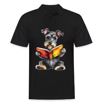 Schnauzer miniature lisant chien drôle animal design imprimer - Polo Homme - noir - Devant - Kai (181cm)