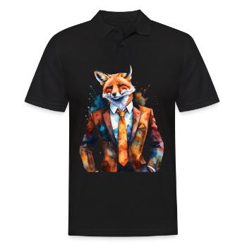 Fuchs Anzug Bunt Tier Design Print - Männer Poloshirt - Schwarz - Vorne - Kai (181cm)