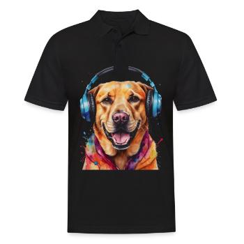 Labrador Retriever Kopfhörer Hund Tier Print - Männer Poloshirt - Schwarz - Vorne - Kai (181cm)