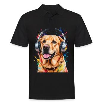 Labrador Retriever Kopfhörer Hund Tier Print - Männer Poloshirt - Schwarz - Vorne - Kai (181cm)