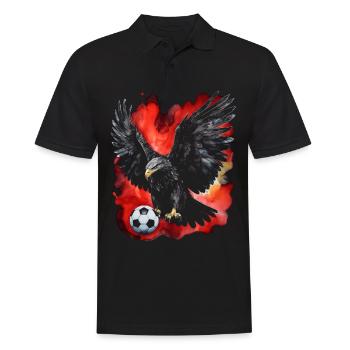 Eagle Football Colorful Albania Animal Design Print - Men's Polo Shirt - black - Front - Kai (181cm)