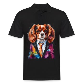 Cavalier King Charles Spaniel Costume Imprimé Chien - Polo Homme - noir - Devant - Kai (181cm)