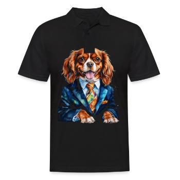 Cavalier King Charles Spaniel Costume Imprimé Chien - Polo Homme - noir - Devant - Kai (181cm)