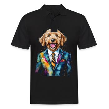 Costume Goldendoodle Chien Animal Design Imprimer - Polo Homme - noir - Devant - Kai (181cm)