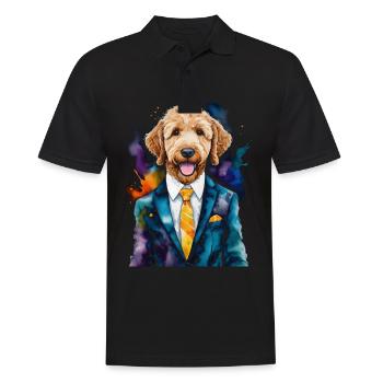 Costume Goldendoodle Chien Animal Design Imprimer - Polo Homme - noir - Devant - Kai (181cm)