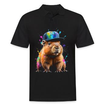 Capybara Snapback Cap Imprimé Animal Coloré - Polo Homme - noir - Devant - Kai (181cm)