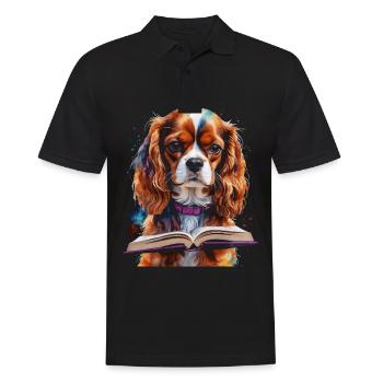 Cavalier King Charles Spaniel Lecture Livre Chien - Polo Homme - noir - Devant - Kai (181cm)