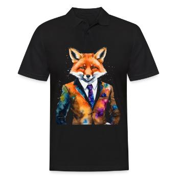 Fuchs Anzug Bunt Tier Design Print - Männer Poloshirt - Schwarz - Vorne - Kai (181cm)