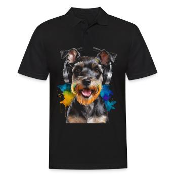 Miniature Schnauzer Casque Chien Drôle Design Imprimer - Polo Homme - noir - Devant - Kai (181cm)