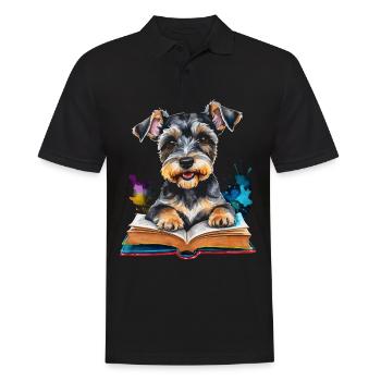 Schnauzer miniature lisant chien drôle animal design imprimer - Polo Homme - noir - Devant - Kai (181cm)