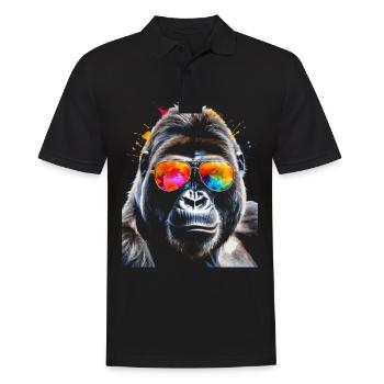 Gorilla Sunglasses Monkey Colorful Animal Design Print - Men's Polo Shirt - black - Front - Kai (181cm)