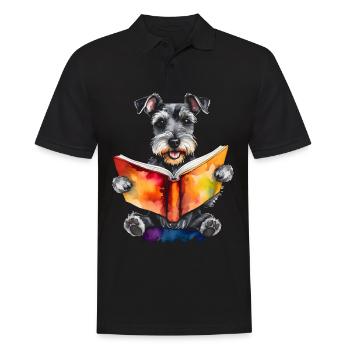 Schnauzer miniature lisant chien drôle animal design imprimer - Polo Homme - noir - Devant - Kai (181cm)