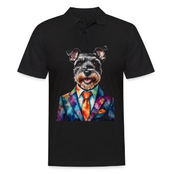 Zwergschnauzer Anzug Hund Lustig Tier Design Print - Männer Poloshirt - Schwarz - Vorne - Kai (181cm)