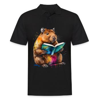 Capybara livre de lecture Capy coloré Animal Design Print - Polo Homme - noir - Devant - Kai (181cm)