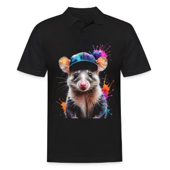 Opossum Snapback Cap Cool Tier Design Print - Men's Polo Shirt - black - Front - Kai (181cm)