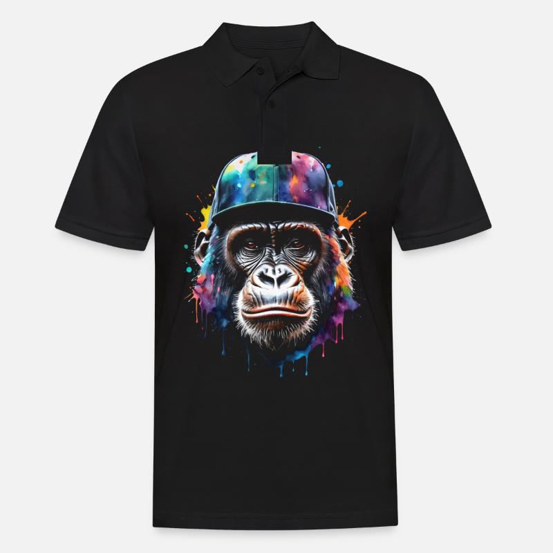 Gorille Snapback Cap Monkey Cool Animal Design Print - Polo Homme - noir